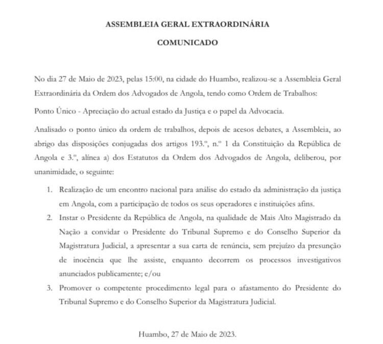 OAA TEM LEGITIMIDADE PARA DESTITUIR PRESIDENTE DO SUPREMO?